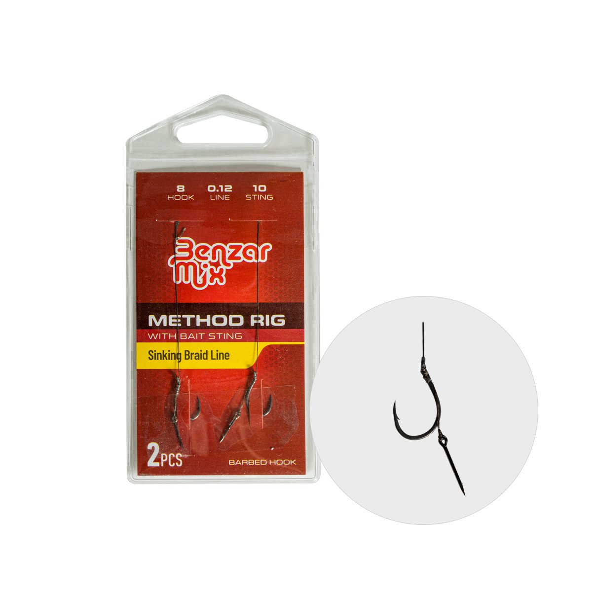 Benzar Method Knitted Hook (without beard) On Braided Line W/Bait Spike