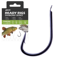 BKK Coars Snelled Hooks Diamond Ready Rig-Izumezina Black Nickel 10pcs