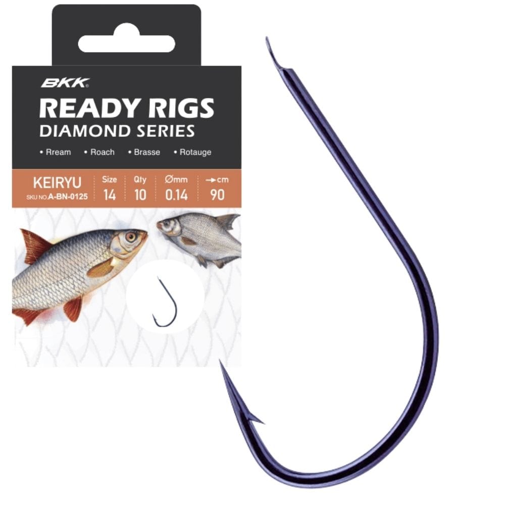 BKK Coars Snelled Hooks Diamond Ready Rig-Keiryu Black Nickel 10pcs