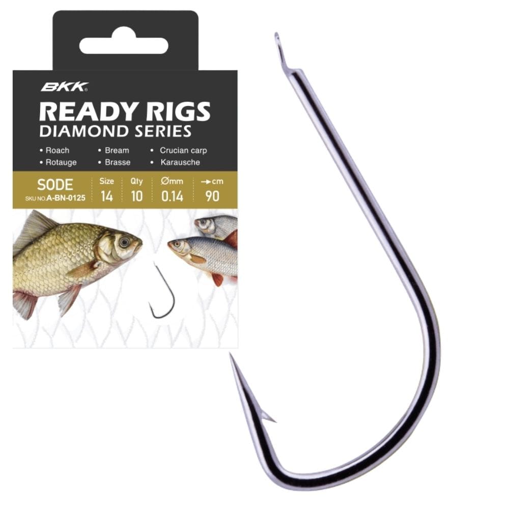 BKK Coars Snelled Hooks Diamond Ready Rig-Sode Nickel 10pcs