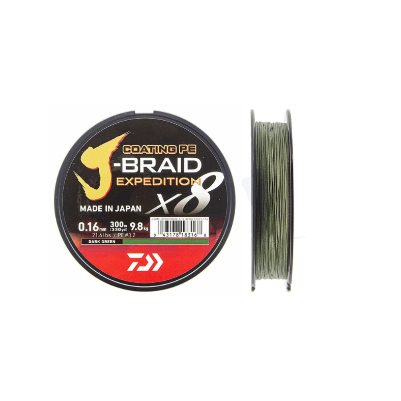 daiwa j braid x8 braided fishing line Daiwa J-Braid Expedition X8 150m Dark Green Braid – MatchFishing