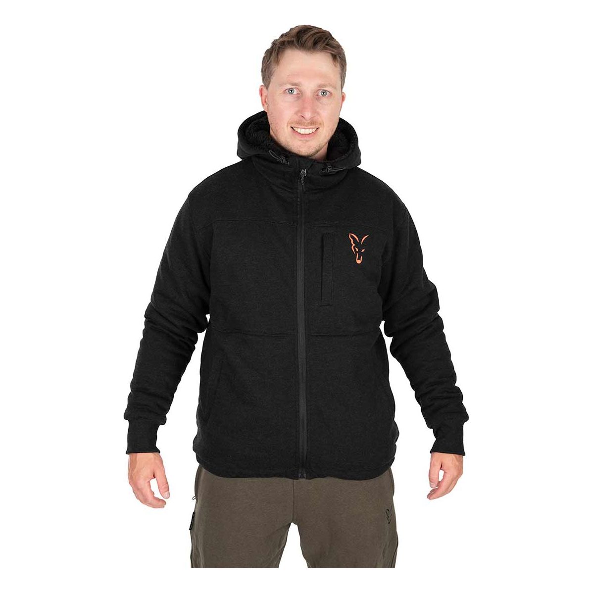 Fox Collection Sherpa Jacket Black & Orange