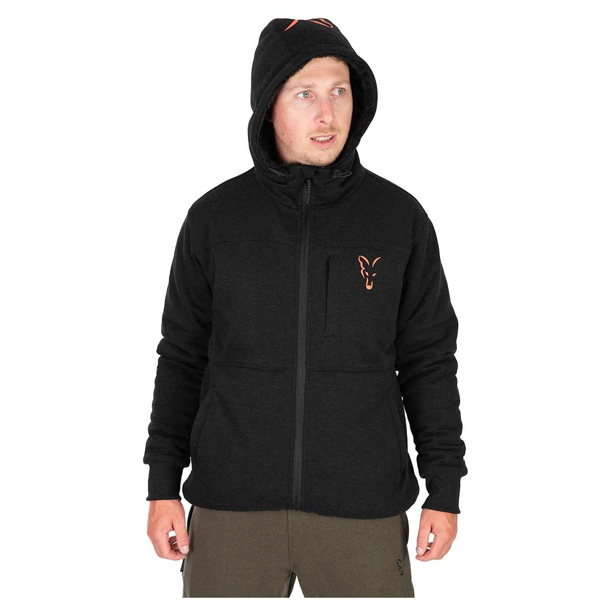 Fox Collection Sherpa Jacket Black & Orange