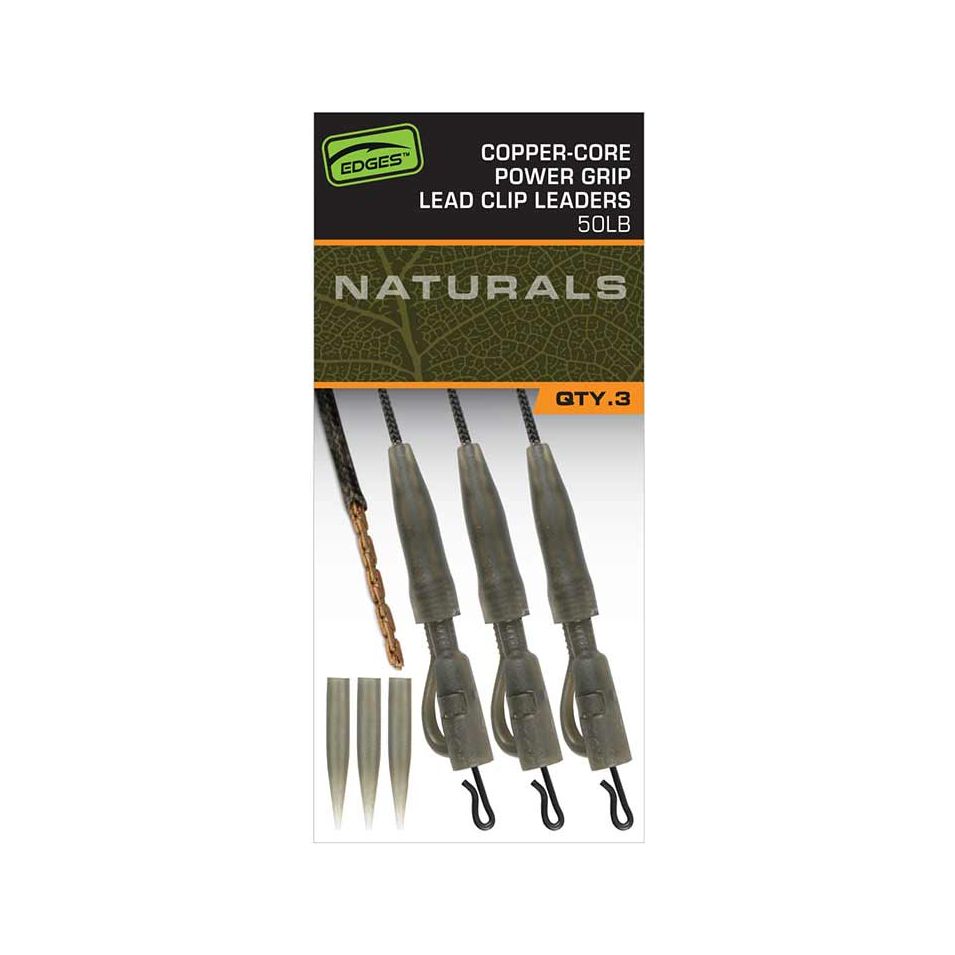 Fox Edges Naturals Copper-Core Power Grip Lead Clip Leaders x3