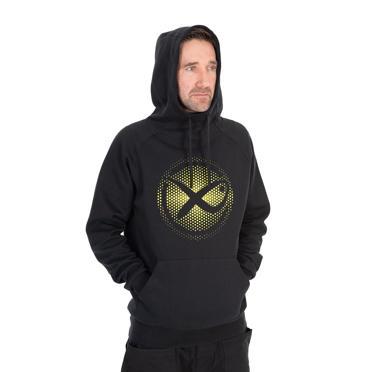 Matrix Large Fade Logo Hoody - Black/Lime