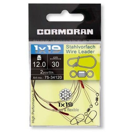 Cormoran 1x19 Wire Leader with swivel and Corlock snap hook 60cm 2pcs 9kg