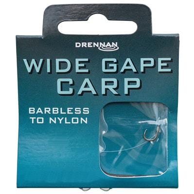 DRENNAN Wide Gape Carp, Hooks To Nylon, Barbless