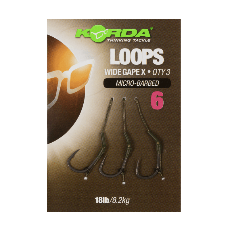 Korda Loop Rigs Size 8 DF Wide Gape X 18lb