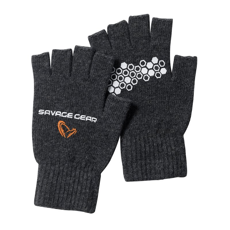 Savage Gear Knitted Half Finger Glove Dark Grey Melange