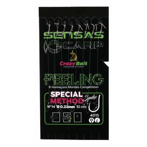 Sensas Method Spike 4015 Hooks to Nylon Barbless Eyed Hair Rig Spike