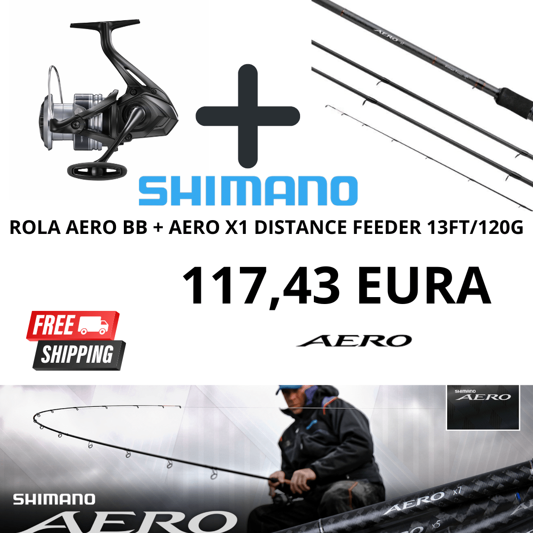 SET SHIMANO AERO X1 POWER FEEDER 13FT/120G + AERO BB 5000 - MatchFishing