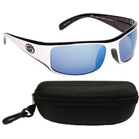STRIKE KING S11 Optics Okeechobee Shiny White Black Two Tone Frame Multi Layer White Blue Mirror Gray Base Lens