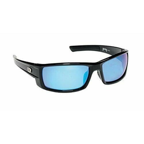 STRIKE KING SK Pro Sunglasses Shiny Black Frame Multi Layer White Blue Mirror Gray Base Lens